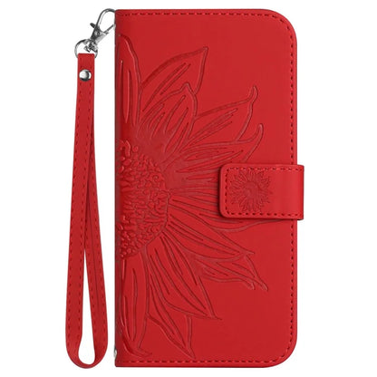 HT04 For Samsung Galaxy A35 5G Phone Case Wrist Strap Wallet Sunflower Cover
