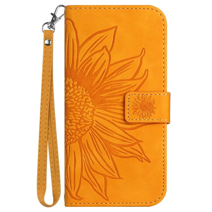 HT04 For Samsung Galaxy A35 5G Phone Case Wrist Strap Wallet Sunflower Cover