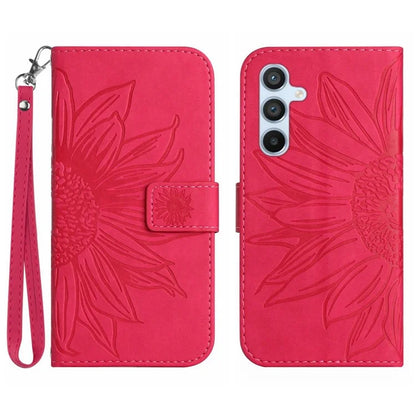 HT04 For Samsung Galaxy A35 5G Phone Case Wrist Strap Wallet Sunflower Cover