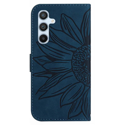 HT04 For Samsung Galaxy A35 5G Phone Case Wrist Strap Wallet Sunflower Cover