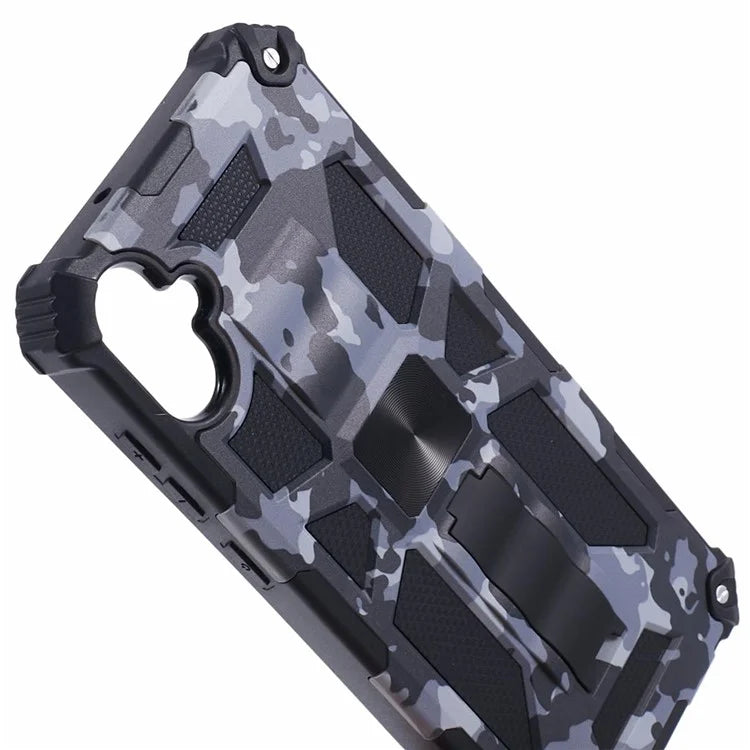 For Samsung Galaxy A05 4G Case Anti-fall TPU+PC Camouflage Pattern Phone Shell with Kickstand