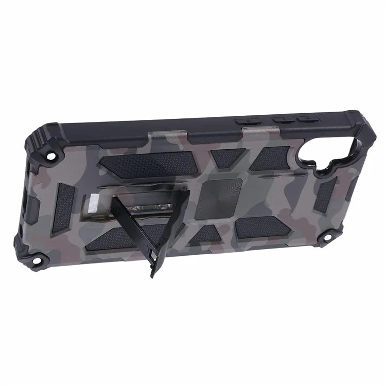 For Samsung Galaxy A05 4G Case Anti-fall TPU+PC Camouflage Pattern Phone Shell with Kickstand