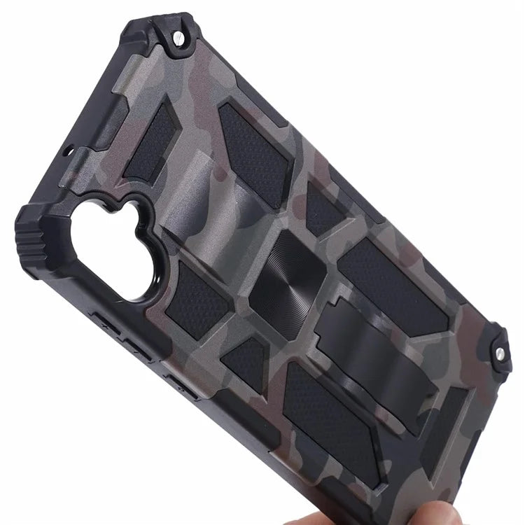 For Samsung Galaxy A05 4G Case Anti-fall TPU+PC Camouflage Pattern Phone Shell with Kickstand