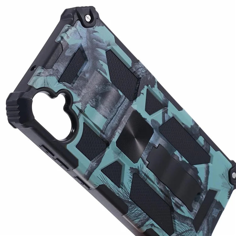 For Samsung Galaxy A05 4G Case Anti-fall TPU+PC Camouflage Pattern Phone Shell with Kickstand