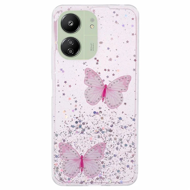 AW Series For Xiaomi Redmi 13C 4G / Poco C65 4G Phone Case TPU+PVC Butterfly Cover