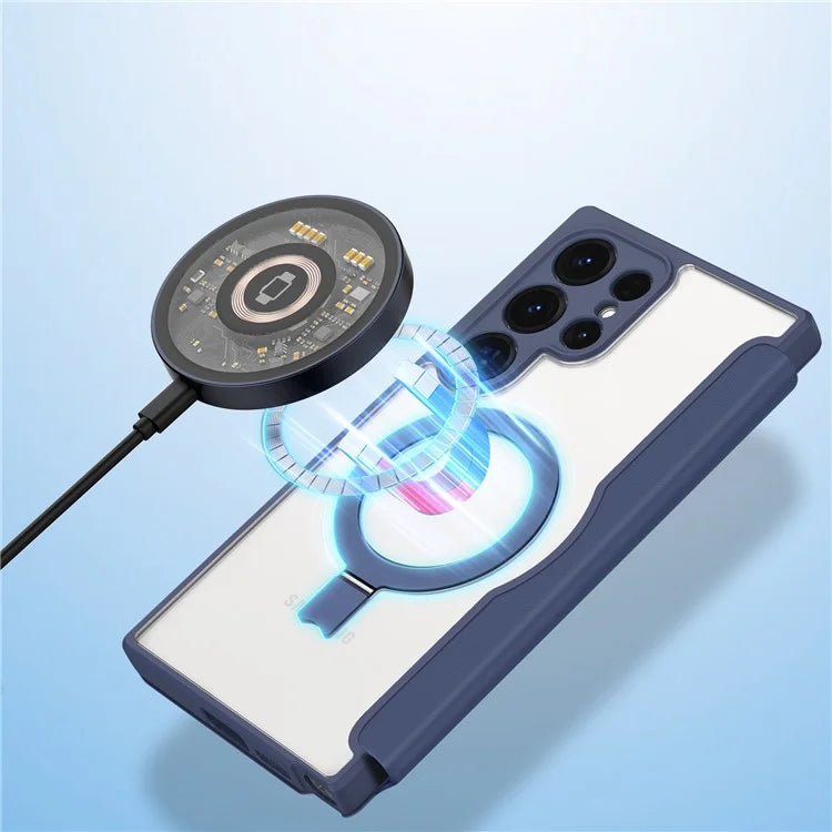 DUX DUCIS Skin X Pro for Samsung Galaxy S24 Ultra Cell Phone Case Magnetic Ring Kickstand Anti-drop Protective Cover