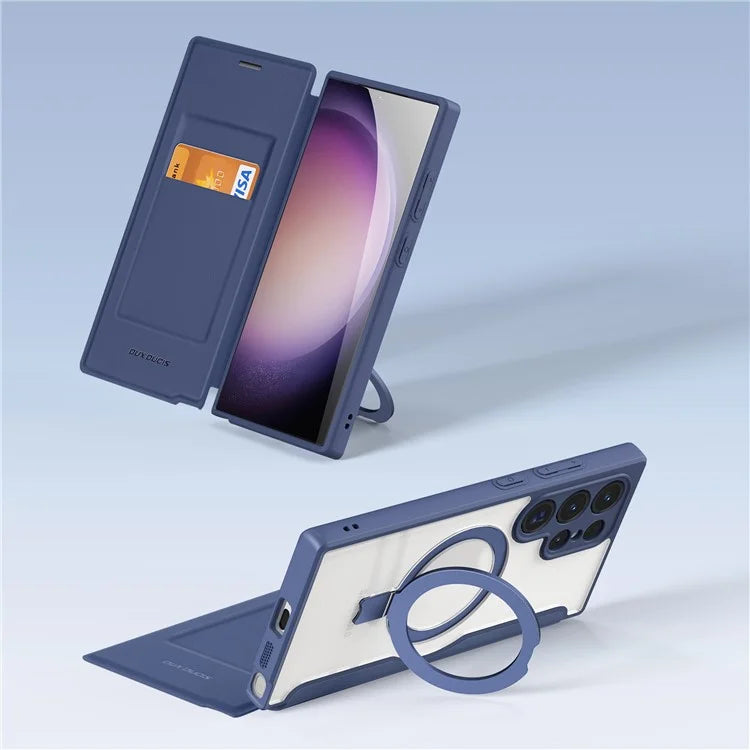 DUX DUCIS Skin X Pro for Samsung Galaxy S24 Ultra Cell Phone Case Magnetic Ring Kickstand Anti-drop Protective Cover