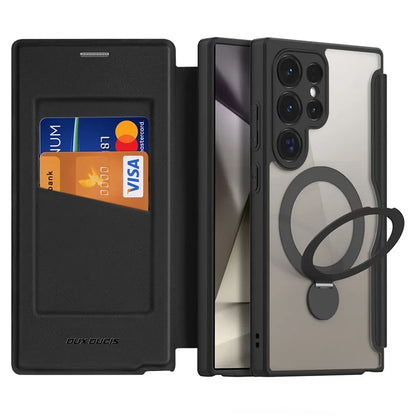 DUX DUCIS Skin X Pro for Samsung Galaxy S24 Ultra Cell Phone Case Magnetic Ring Kickstand Anti-drop Protective Cover
