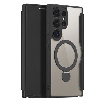 DUX DUCIS Skin X Pro for Samsung Galaxy S24 Ultra Cell Phone Case Magnetic Ring Kickstand Anti-drop Protective Cover