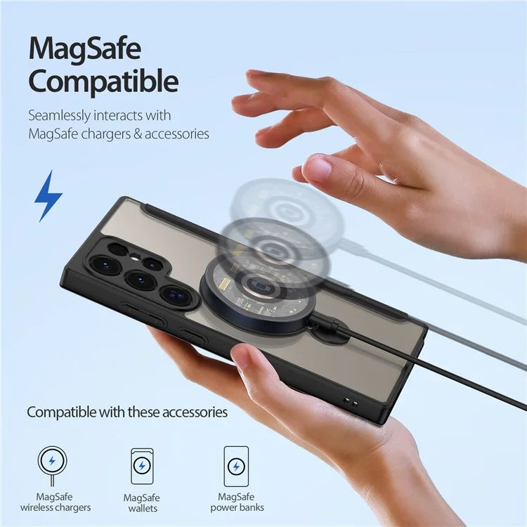 DUX DUCIS Skin X Pro for Samsung Galaxy S24 Ultra Cell Phone Case Magnetic Ring Kickstand Anti-drop Protective Cover