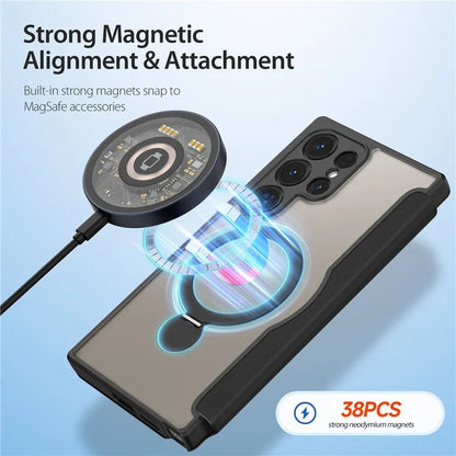 DUX DUCIS Skin X Pro for Samsung Galaxy S24 Ultra Cell Phone Case Magnetic Ring Kickstand Anti-drop Protective Cover