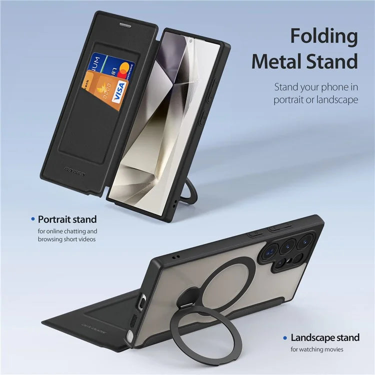 DUX DUCIS Skin X Pro for Samsung Galaxy S24 Ultra Cell Phone Case Magnetic Ring Kickstand Anti-drop Protective Cover