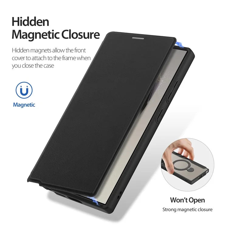 DUX DUCIS Skin X Pro for Samsung Galaxy S24 Ultra Cell Phone Case Magnetic Ring Kickstand Anti-drop Protective Cover