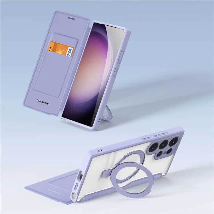 DUX DUCIS Skin X Pro for Samsung Galaxy S24 Ultra Cell Phone Case Magnetic Ring Kickstand Anti-drop Protective Cover