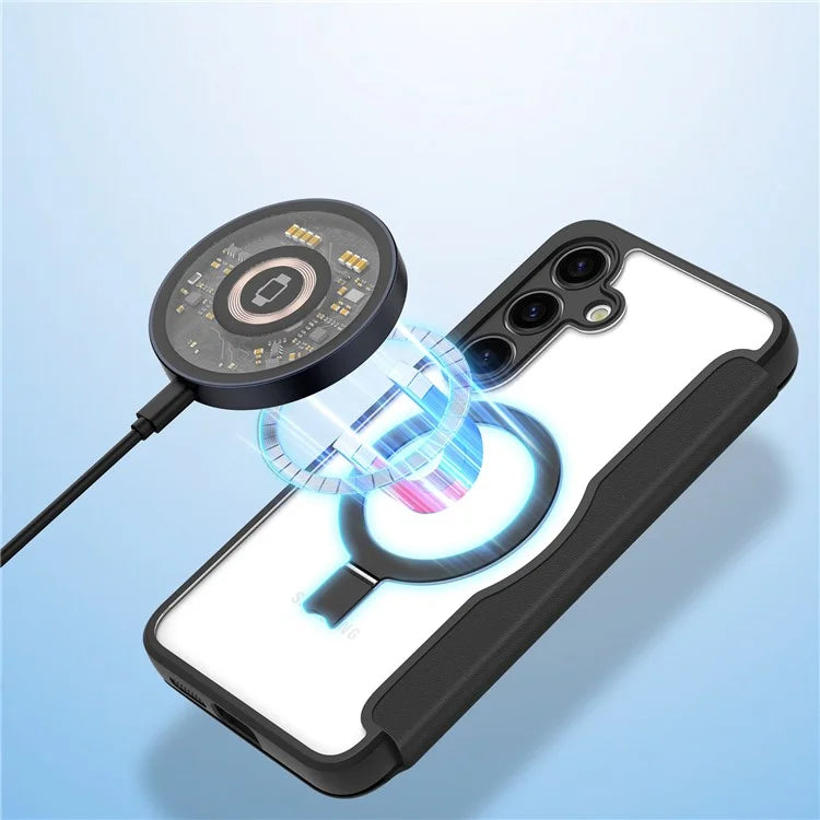 DUX DUCIS Skin X Pro for Samsung Galaxy S24 Case RFID Blocking Ring Kickstand Cover Compatible with MagSafe