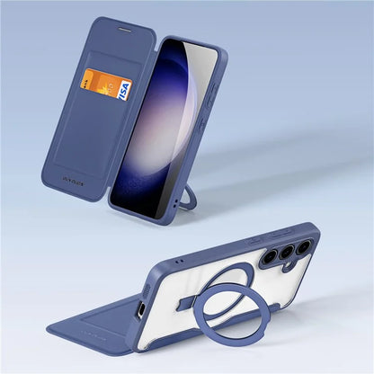 DUX DUCIS Skin X Pro for Samsung Galaxy S24 Case RFID Blocking Ring Kickstand Cover Compatible with MagSafe