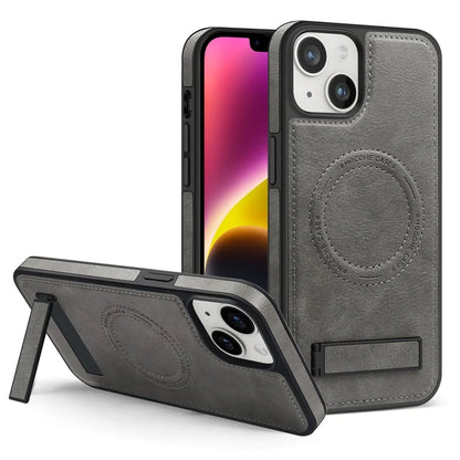 For iPhone 14 Plus Case Compatible with MagSafe Slim-Fit PU Leather Coated TPU + PC Shell