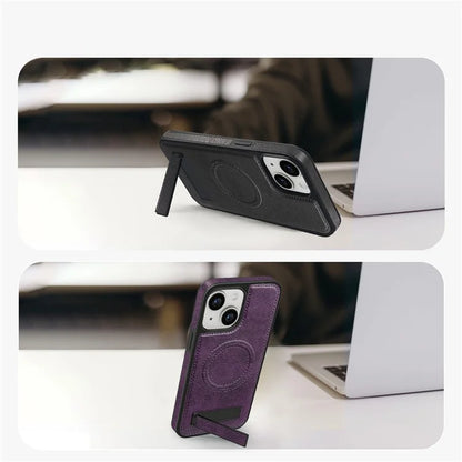 For iPhone 14 Plus Case Compatible with MagSafe Slim-Fit PU Leather Coated TPU + PC Shell