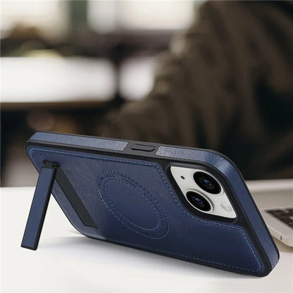 For iPhone 14 Plus Case Compatible with MagSafe Slim-Fit PU Leather Coated TPU + PC Shell