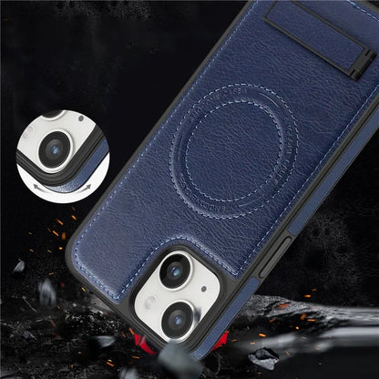 For iPhone 14 Plus Case Compatible with MagSafe Slim-Fit PU Leather Coated TPU + PC Shell