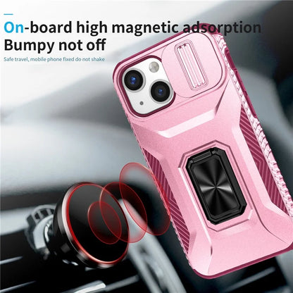 For iPhone 12 mini / 13 mini Phone Case Rotate Ring Kickstand Cover Slide Lens Protection