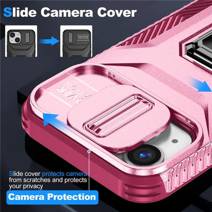 For iPhone 12 mini / 13 mini Phone Case Rotate Ring Kickstand Cover Slide Lens Protection