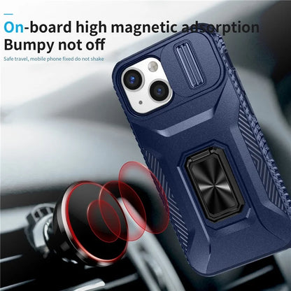 For iPhone 12 mini / 13 mini Phone Case Rotate Ring Kickstand Cover Slide Lens Protection