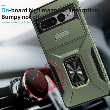 For Google Pixel 7 Pro 5G Case TPU+PC Slide Lens Protection Phone Cover with Kickstand