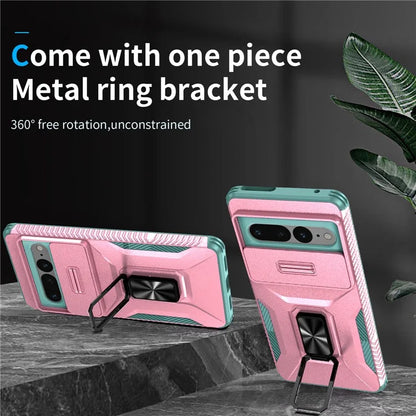 For Google Pixel 7 Pro 5G Case TPU+PC Slide Lens Protection Phone Cover with Kickstand