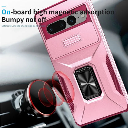 For Google Pixel 7 Pro 5G Case TPU+PC Slide Lens Protection Phone Cover with Kickstand