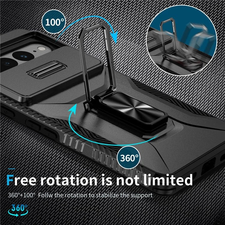 For Google Pixel 7 Pro 5G Case TPU+PC Slide Lens Protection Phone Cover with Kickstand
