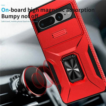 For Google Pixel 7 Pro 5G Case TPU+PC Slide Lens Protection Phone Cover with Kickstand