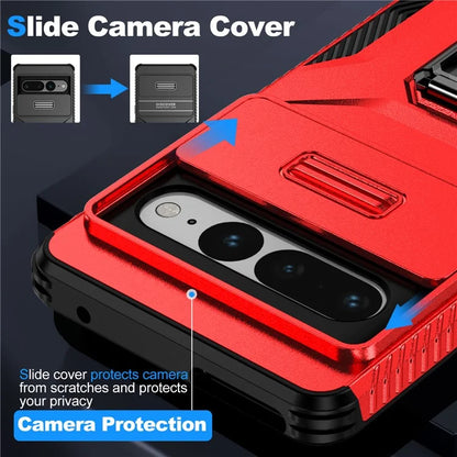 For Google Pixel 7 Pro 5G Case TPU+PC Slide Lens Protection Phone Cover with Kickstand