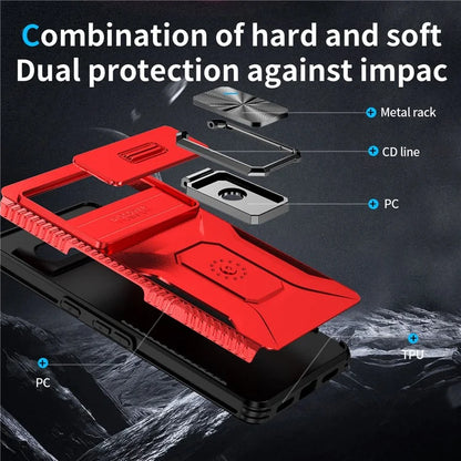 For Google Pixel 7 Pro 5G Case TPU+PC Slide Lens Protection Phone Cover with Kickstand