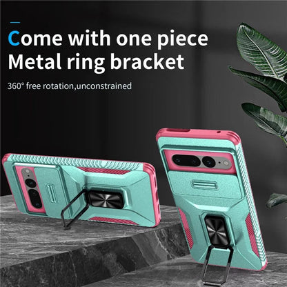 For Google Pixel 7 Pro 5G Case TPU+PC Slide Lens Protection Phone Cover with Kickstand