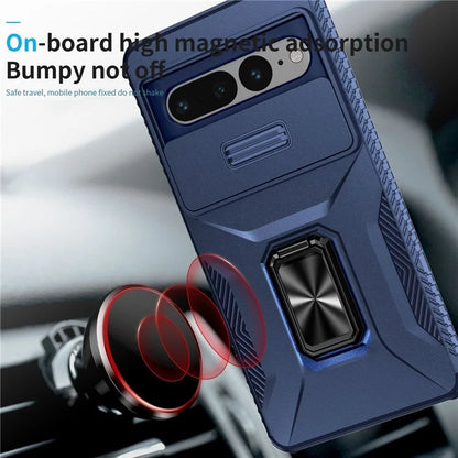For Google Pixel 7 Pro 5G Case TPU+PC Slide Lens Protection Phone Cover with Kickstand