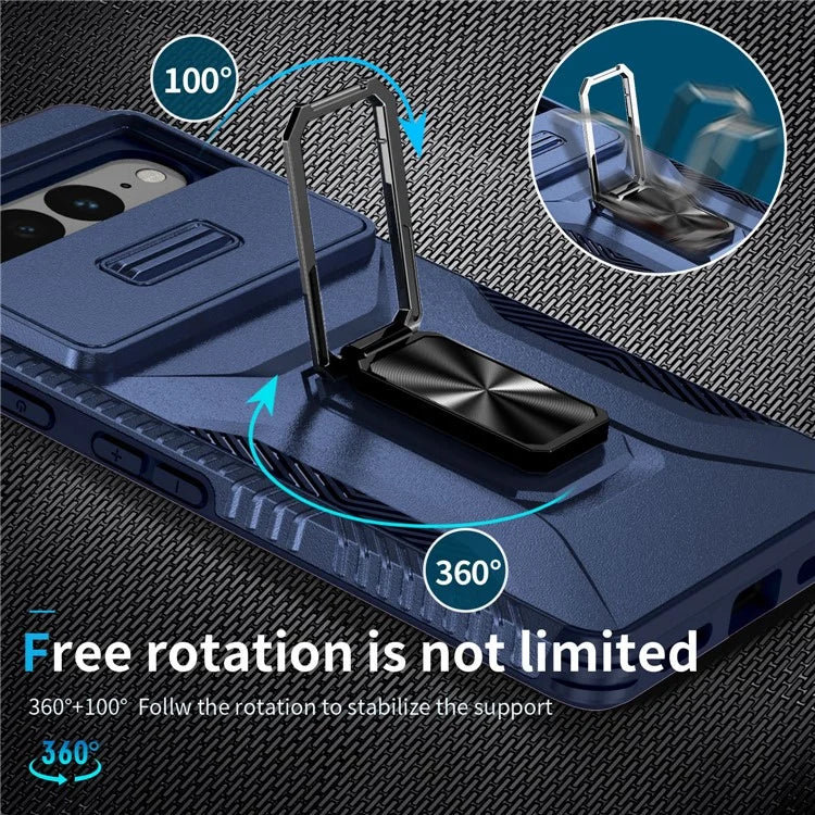 For Google Pixel 7 Pro 5G Case TPU+PC Slide Lens Protection Phone Cover with Kickstand