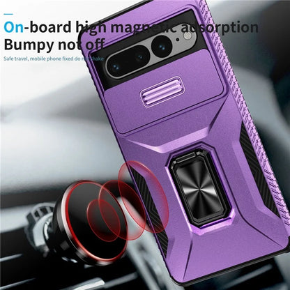 For Google Pixel 7 Pro 5G Case TPU+PC Slide Lens Protection Phone Cover with Kickstand