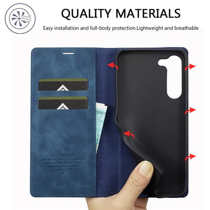 LC.IMEEKE For Samsung Galaxy S24 Case Microfiber Leather Folio Stand View Phone Cover