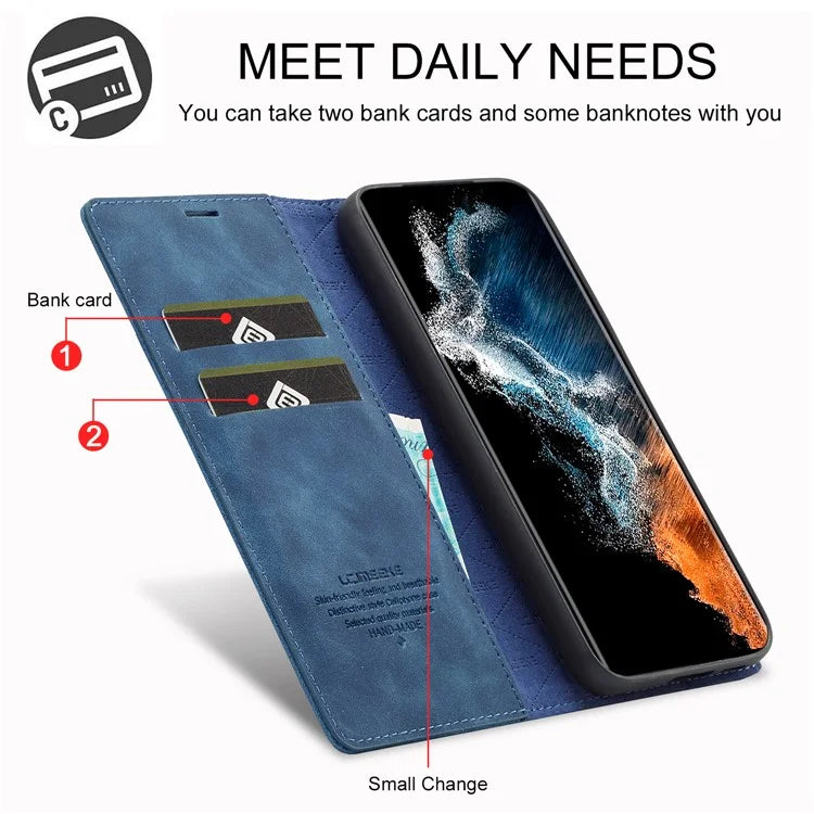 LC.IMEEKE For Samsung Galaxy S24 Case Microfiber Leather Folio Stand View Phone Cover