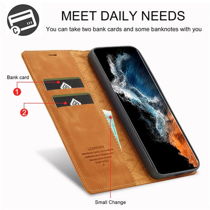 LC.IMEEKE For Samsung Galaxy S24 Case Microfiber Leather Folio Stand View Phone Cover