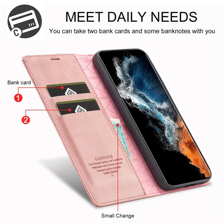 LC.IMEEKE For Samsung Galaxy S24 Case Microfiber Leather Folio Stand View Phone Cover
