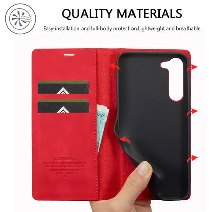 LC.IMEEKE For Samsung Galaxy S24+ Microfiber Leather Case Wallet Phone Cover Viewing Stand