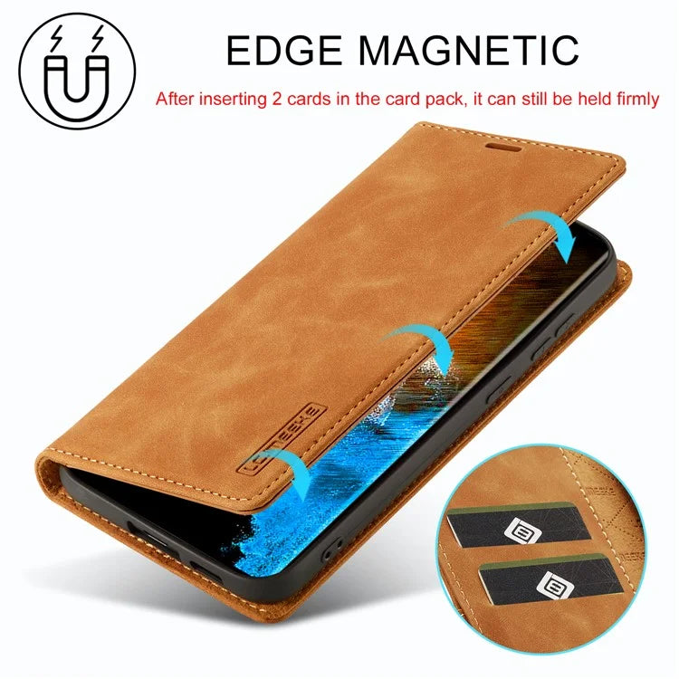 LC.IMEEKE For Samsung Galaxy S24+ Microfiber Leather Case Wallet Phone Cover Viewing Stand