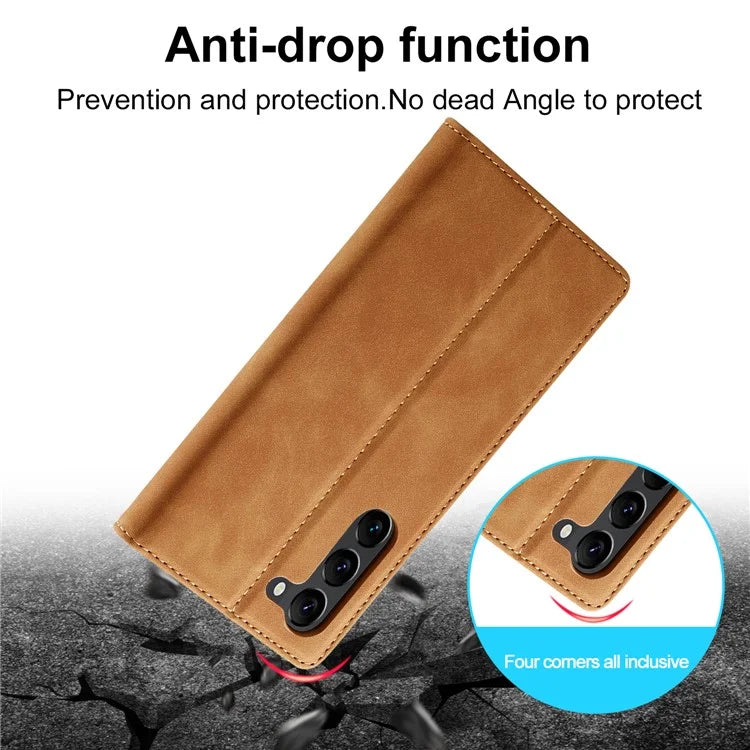 LC.IMEEKE For Samsung Galaxy S24+ Microfiber Leather Case Wallet Phone Cover Viewing Stand