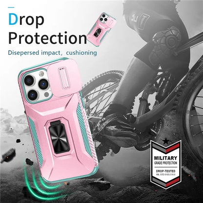 For iPhone 13 Pro Phone Case Impact-Resistant Armor Cover with Slide Camera Lid