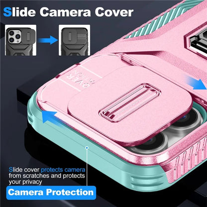 For iPhone 13 Pro Phone Case Impact-Resistant Armor Cover with Slide Camera Lid