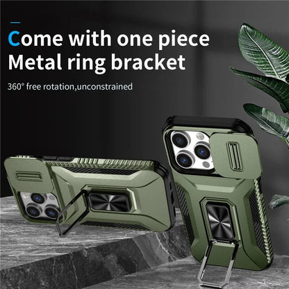 For iPhone 13 Pro Phone Case Impact-Resistant Armor Cover with Slide Camera Lid