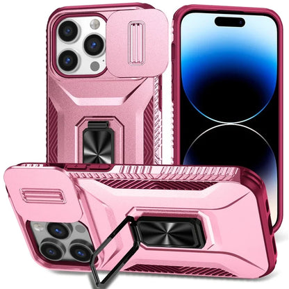 For iPhone 13 Pro Phone Case Impact-Resistant Armor Cover with Slide Camera Lid