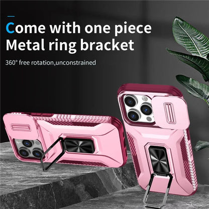 For iPhone 13 Pro Phone Case Impact-Resistant Armor Cover with Slide Camera Lid